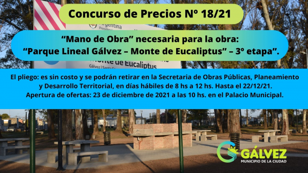 Monte de Eucaliptus: Concurso de Precios &quot;Mano de Obra 3° Etapa&quot;.