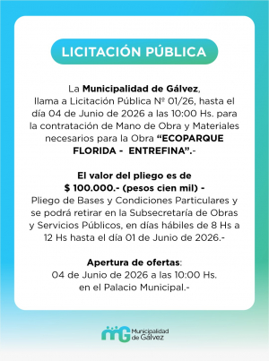 LICITACION P&Uacute;BLICA 01/26