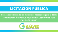 Llamado a Licitación Pública para la Adquisición de Equipamiento de los materiales necesarios para la Obra: &quot;PAVIMENTACION DE HORMIGÓN&quot;