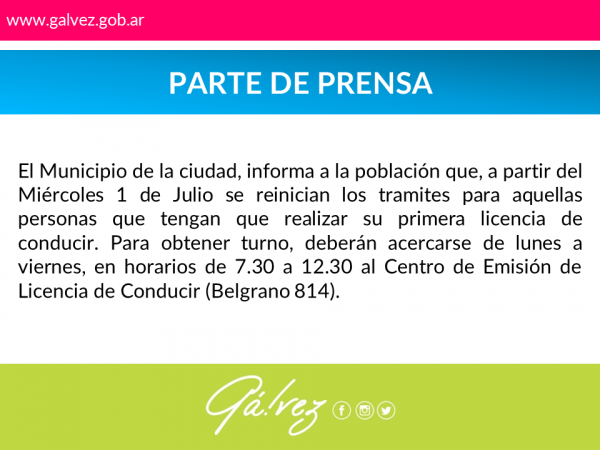 Parte de Prensa - Licencia de Conducir