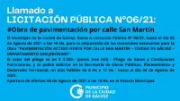 Licitación Pública N°06/21: Materiales para Obra de pavimentación por calle San Martin