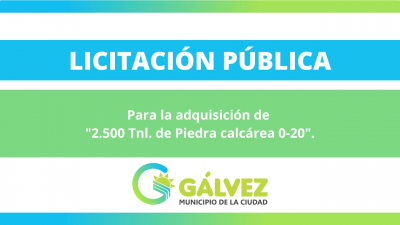 Llamado a Licitación Pública para la adquisición de &quot;2.500 Tnl. de Piedra calcárea 0-20&quot;